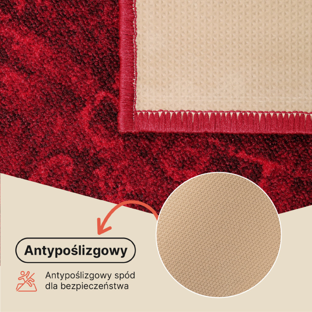 Chodnik Antypoślizgowy Bordowy Ornamenty