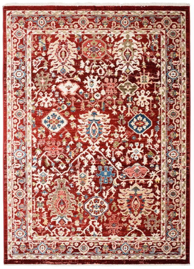 Dywan Rivoli Tradycyjny Czerwony Ornamenty z Frędzlami