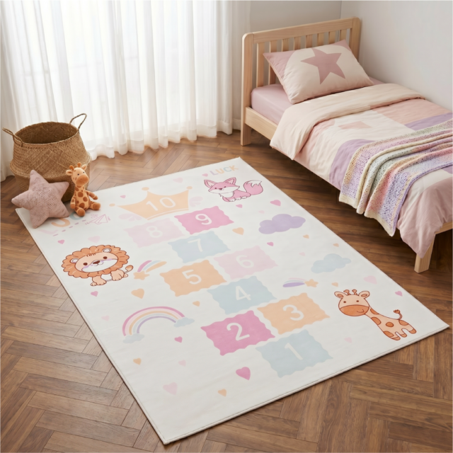 Dywan Dziecięcy Kids Różowy Gra w Klasy