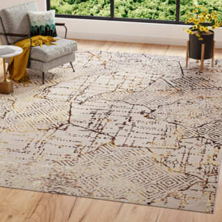 Dywan Golden Kremowy Złoty Patchwork