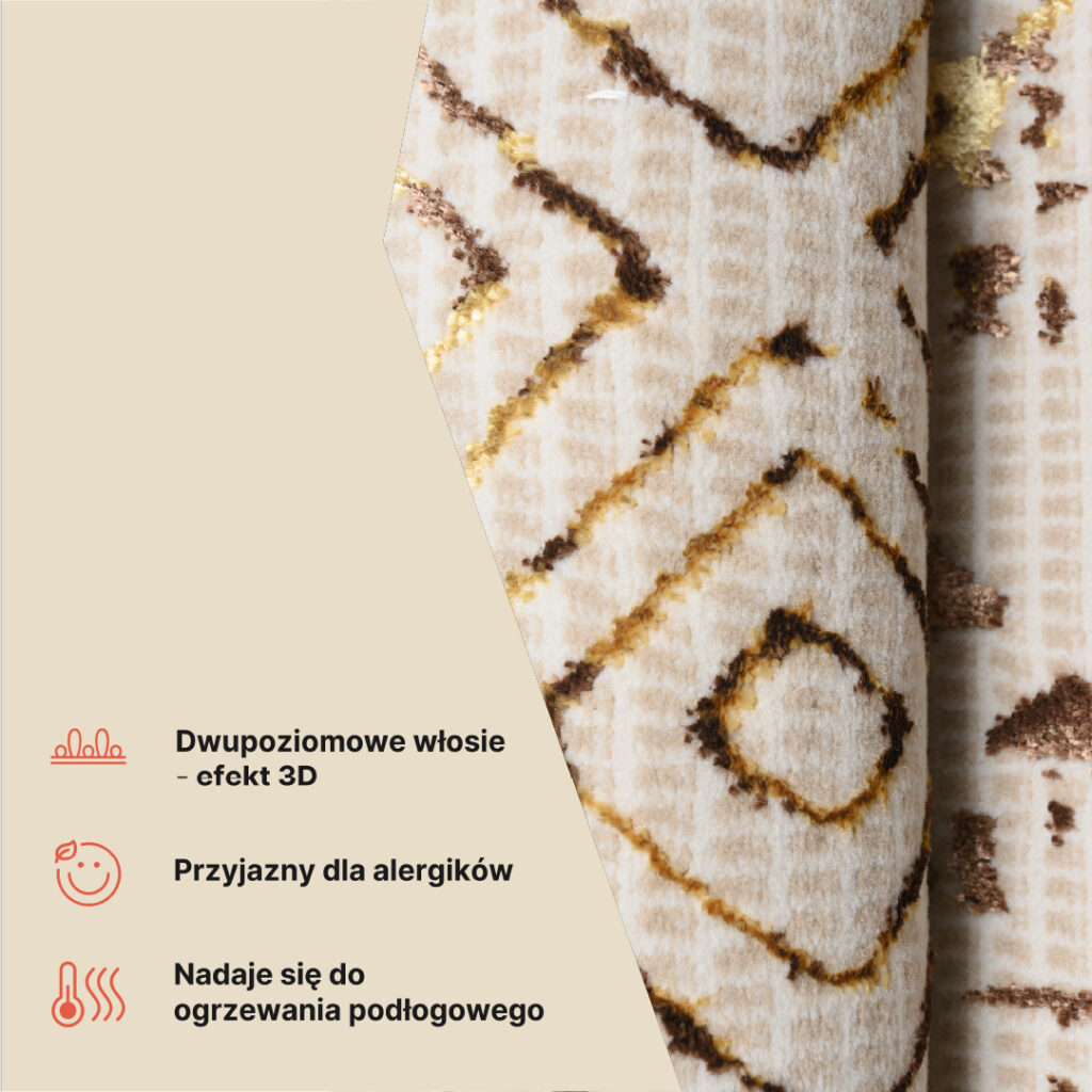Dywan Golden Kremowy Złoty Patchwork